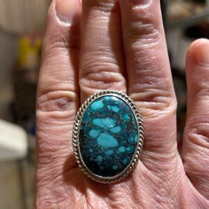 Charles Albert Turquoise and Silver Statement Ring
